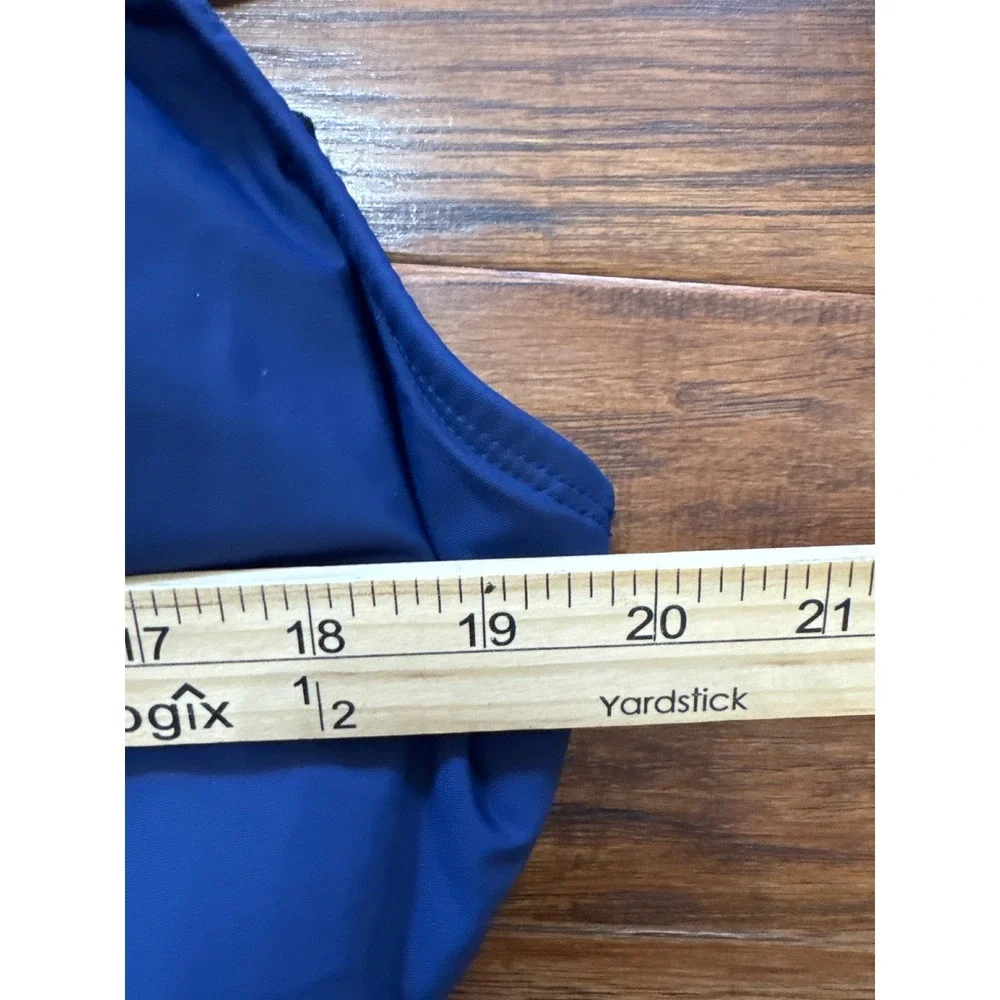 Lands End Slendertex One Piece Swimsuit Navy Blue Surplice Wrap 20W DDD‎ 516709